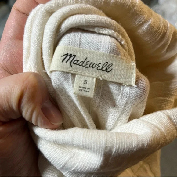 Madewell Cream Ribbed Long Sleeve Turtleneck Sweater Size Small S - Picture 2 of 9